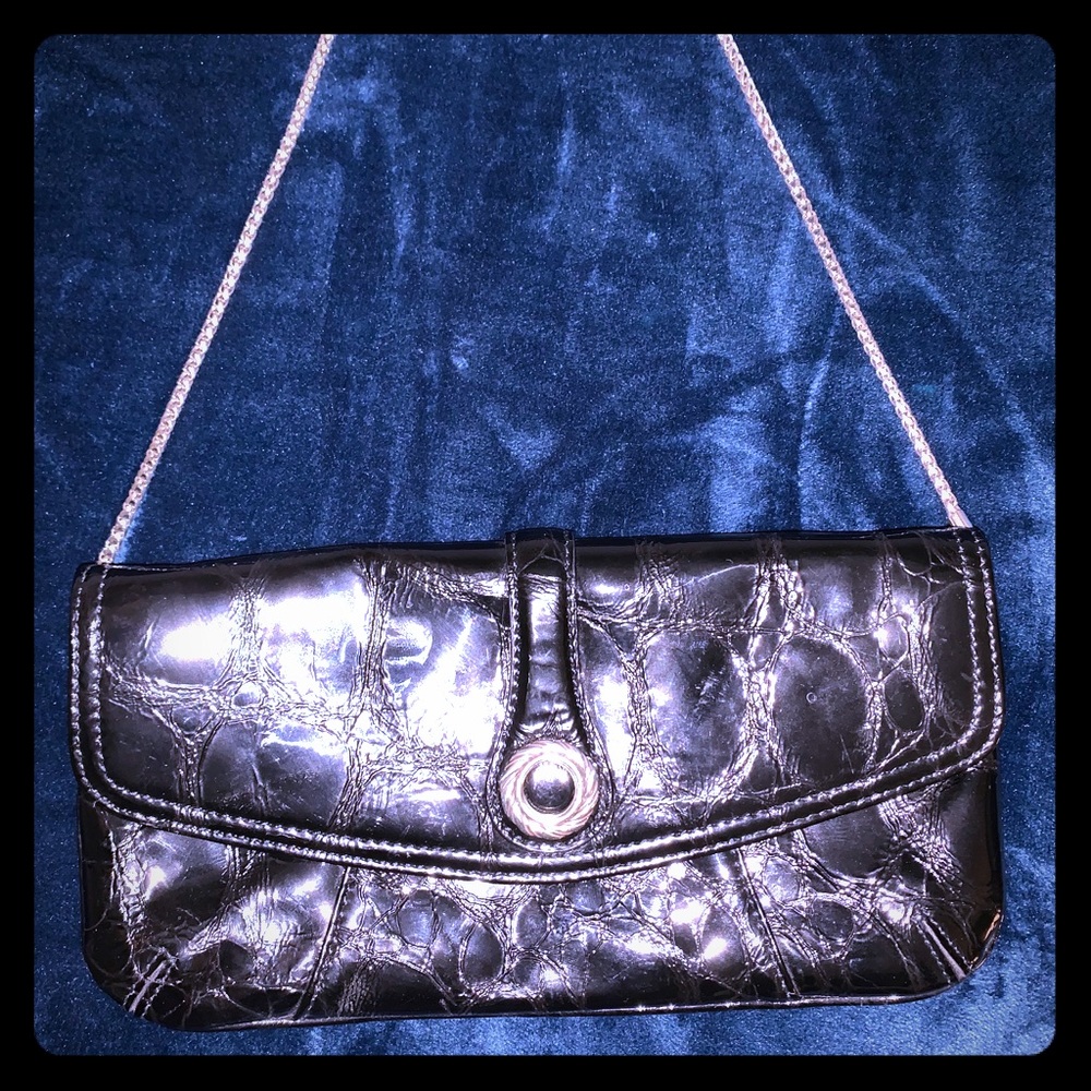 Brighton black patent leather evening handbag